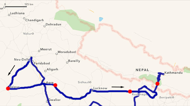 Unsere Route in Rajasthan.