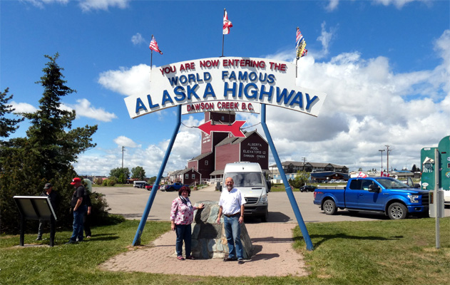 Mile 0 am Alaska Highway in Dawson Creek, British Columbia.